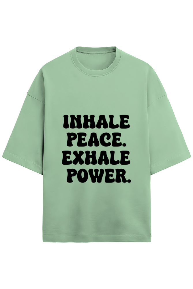 Inhale Peace. Exhale Power. Oversized Puff Print T-Shirt – Signature Drop | Unisex Fit - Wolf Theory