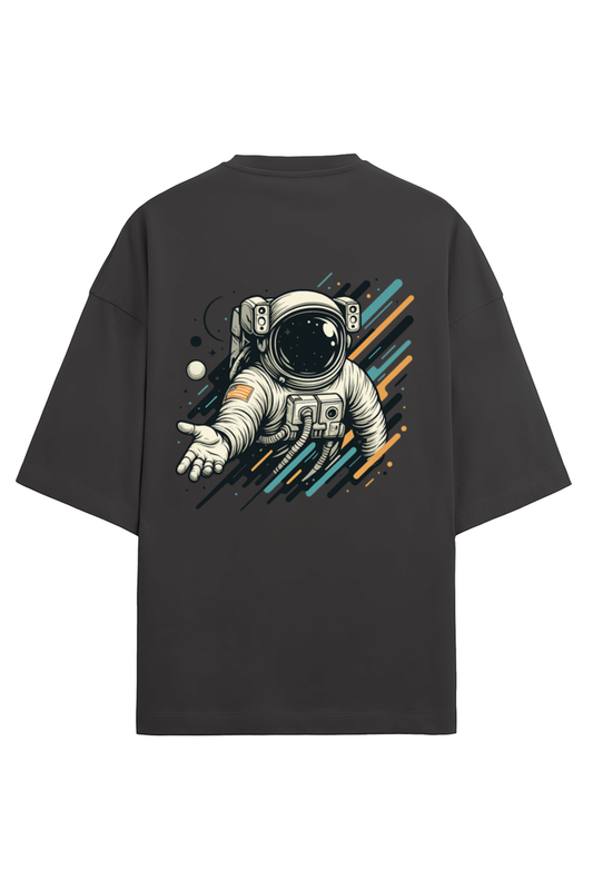 Cosmic Drift – Astronaut Reach Oversized Tee - Wolf Theory