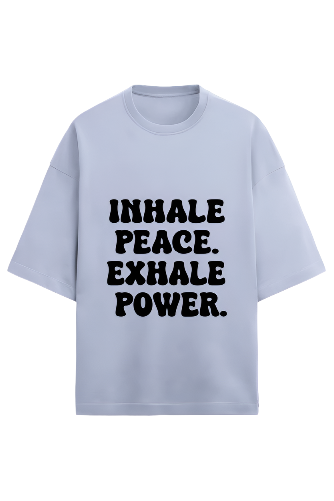 Inhale Peace. Exhale Power. Oversized Puff Print T-Shirt – Signature Drop | Unisex Fit - Wolf Theory