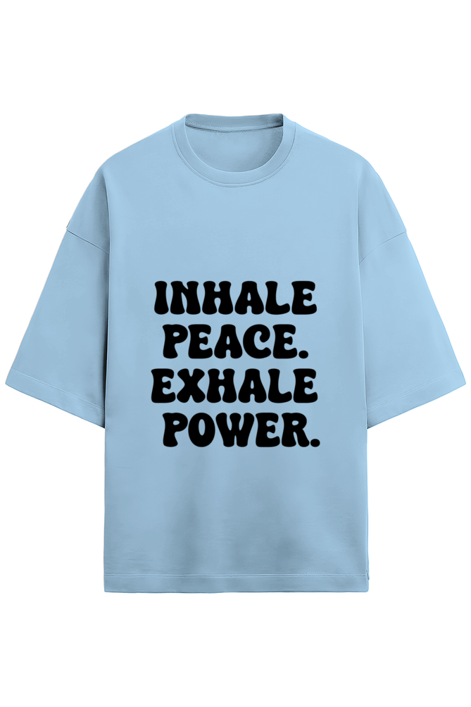 Inhale Peace. Exhale Power. Oversized Puff Print T-Shirt – Signature Drop | Unisex Fit - Wolf Theory