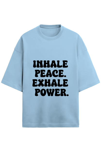 Inhale Peace. Exhale Power. Oversized Puff Print T-Shirt – Signature Drop | Unisex Fit - Wolf Theory